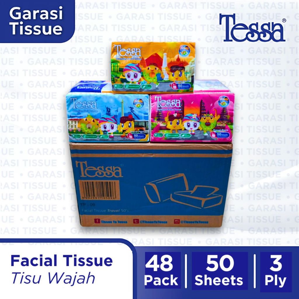 1 KARTON Tissue Travelpack Tessa 50 Sheets x 3 Ply TP-09