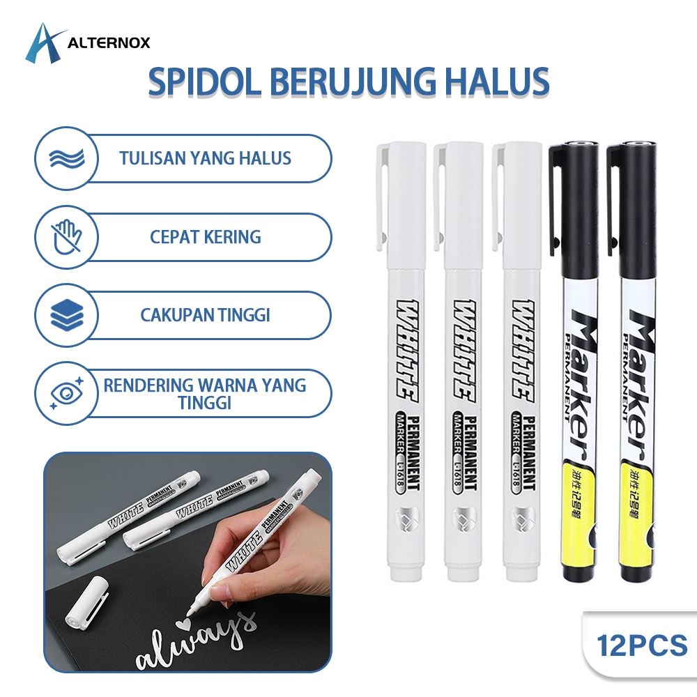 Jual ALTERNOX 12PCS Spidol Putih Cat Permanen Cat Permanen Minyak Cepat ...