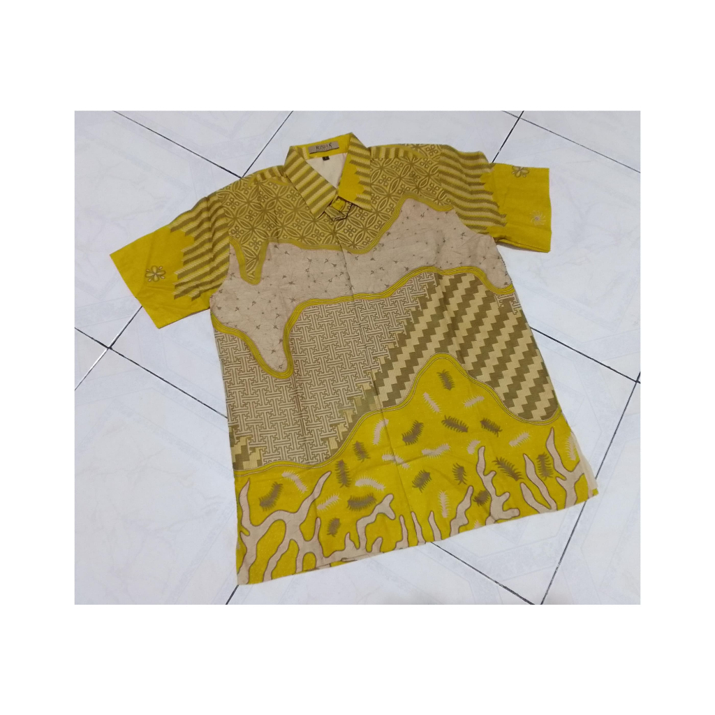 Jual RISNA BATIK Lemon Kemeja Kuning Lapis Furing Premium KMF 63 Batik ...