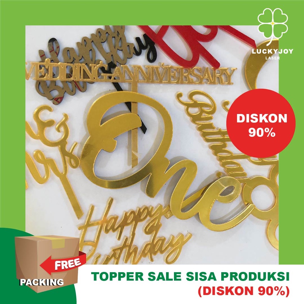 Jual TOPPER CUSTOM SISA PRODUKSI CLEARANCE SALE TOPER ANGKA ONE HAPPY ...