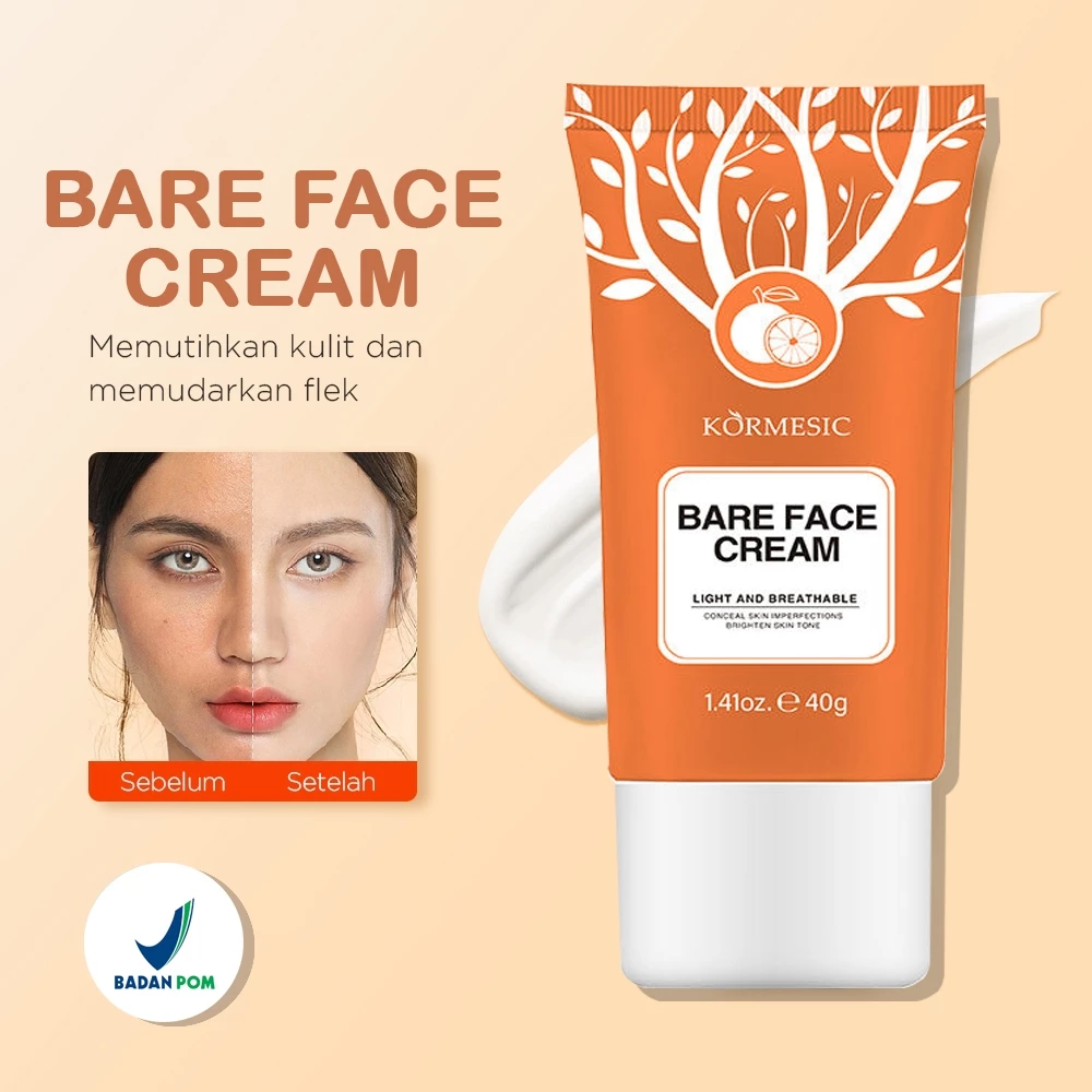 Kormesic Lazy Bare Face Cream 40gr BPOM Pelembab Wajah Tone Up Krim Mencerahkan Kulit | AutoStock