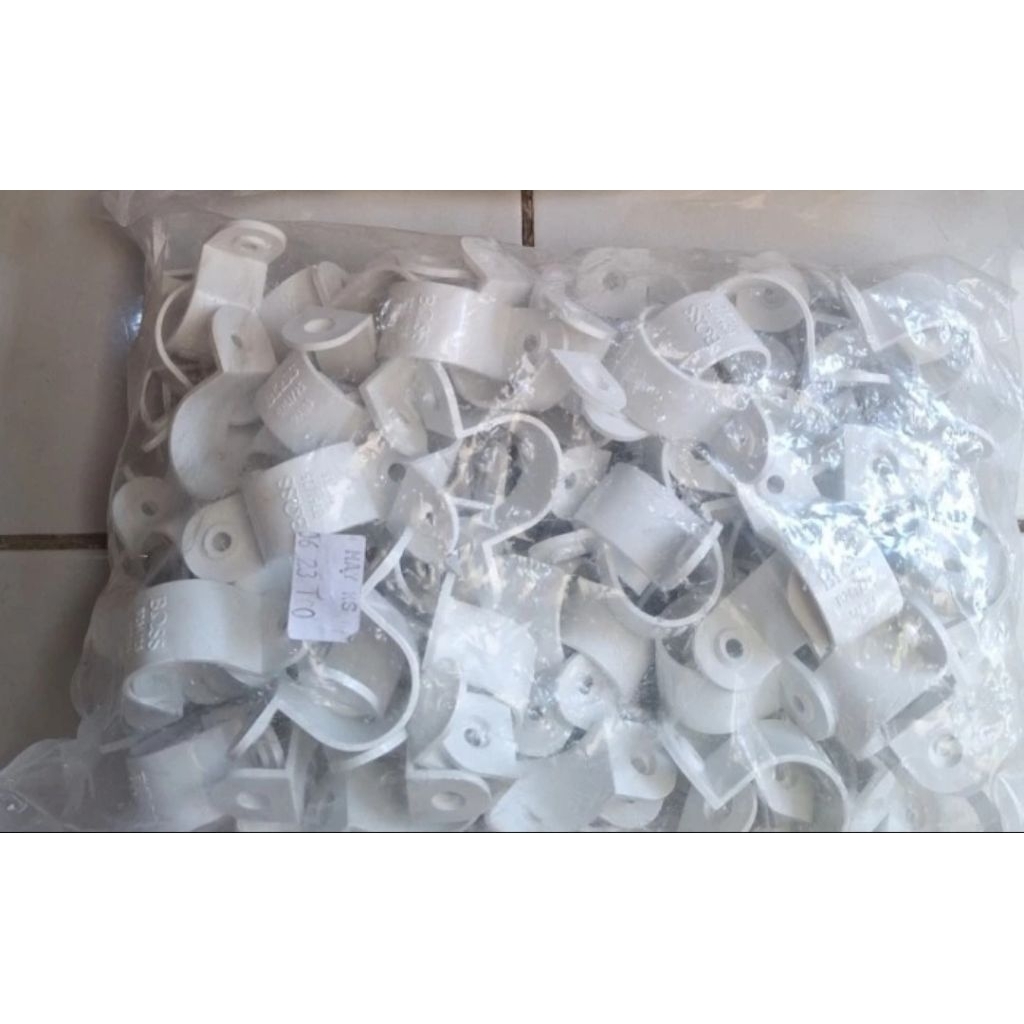 Jual klem pipa conduit 25mm merek-boss warna-putih | Shopee Indonesia