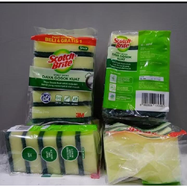 Jual 3M SCOTCH BRITE SABUT SPONS CUCI PIRING BASIC ID30P5, 1 PACK ISI 5 ...