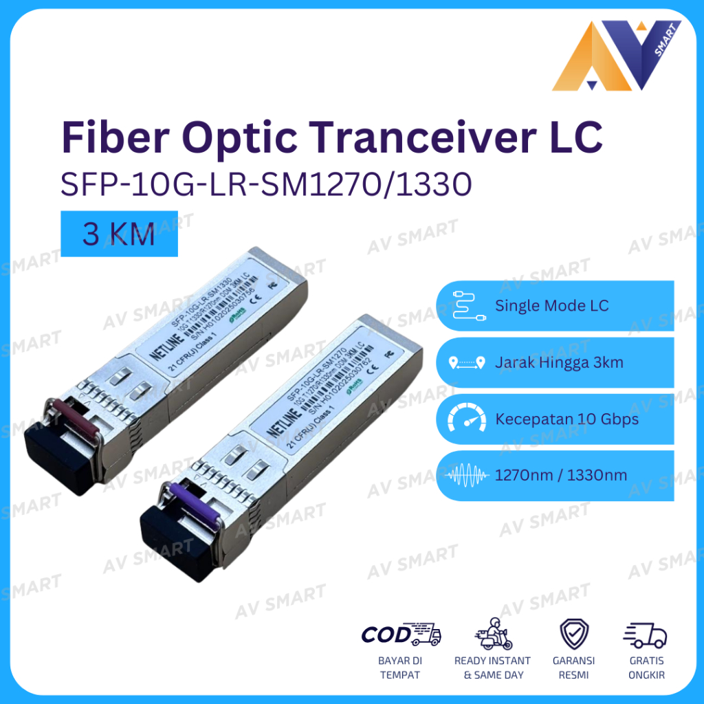 Jual Netline SFP Network Transceiver Fiber Optic LC Single Mode 10 Gbps ...