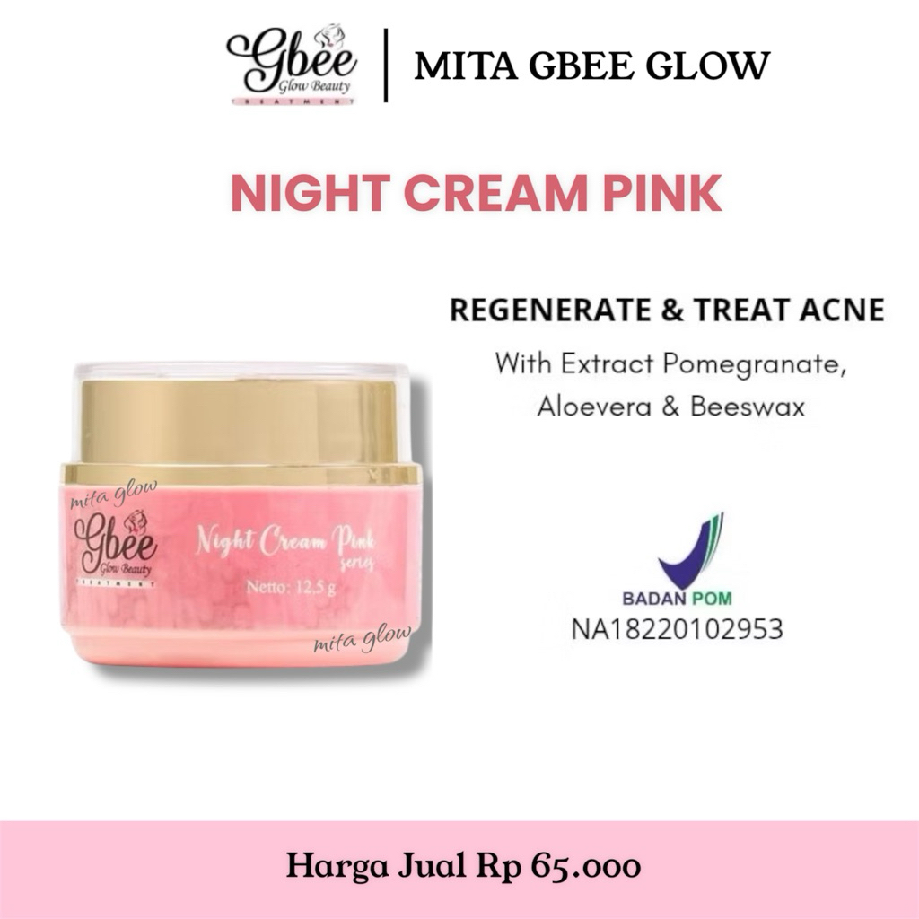 Jual Gbee Glow Beauty Night Cream Pink Series 12,5gr Gbee Glow Beauty ...