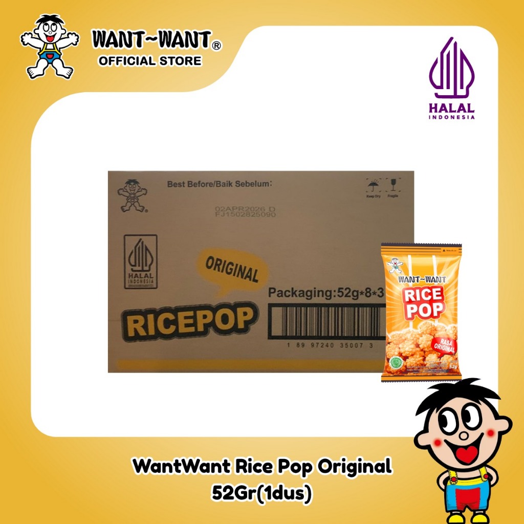 Jual Want Want HALAL Snack Beras Rice Pop Rasa Original 52Gr x 24 pcs ...