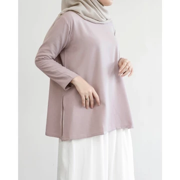 MISTYVORI Tiva Blouse Wanita Lengan Panjang Polos Anti Kusut Baju Atasan Kerja Hijab Casual