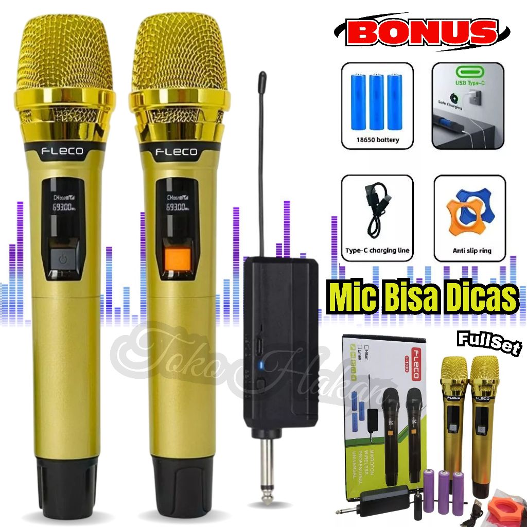 Jual PROMO ~Mic Wireless / Mic Double Wireless Fleco F-103D | Mik ...