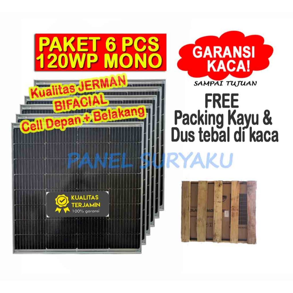 Jual Paket 6pcs Solar Panel Surya 120wp Mono Solar Cell 120wp Mono FREE ...