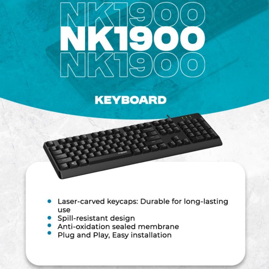 Jual Rapoo NK1900 Full Keys Spill Resistant Wired Keyboard | Shopee ...