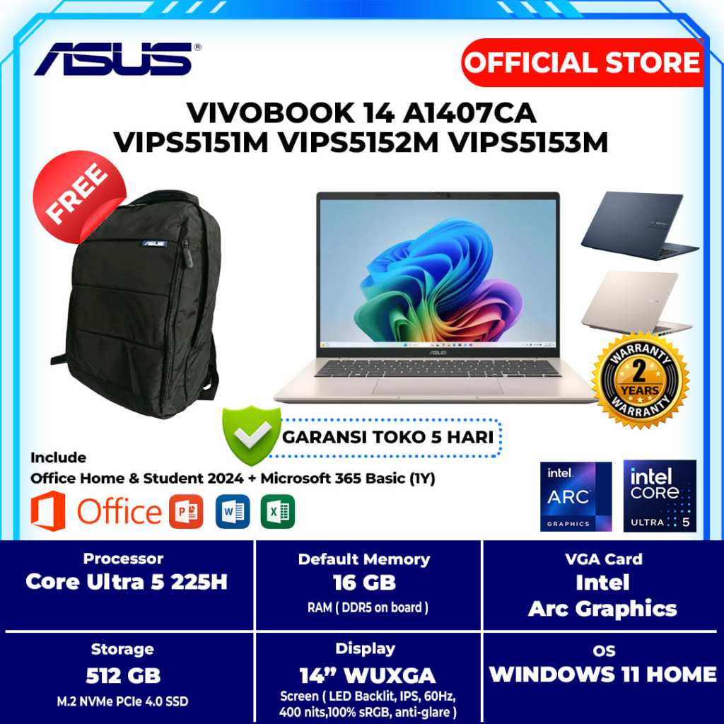 Jual ASUS VIVOBOOK 14 A1407CA VIPS5151M VIPS5152M VIPS5153M INTEL ULTRA ...
