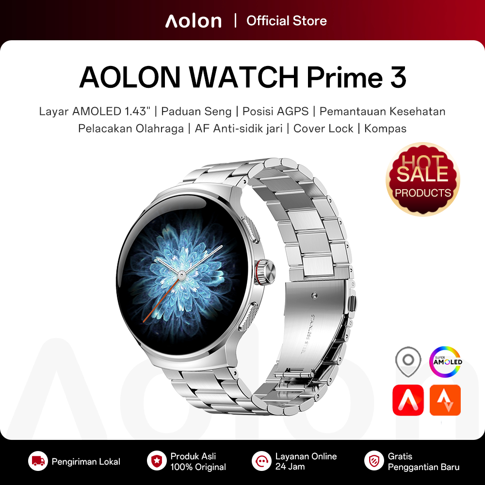 Aolon Prime Jam Smartwatch Amoled AOD Cover Lock Metal Case  Bluetooth Call 100+ Sports