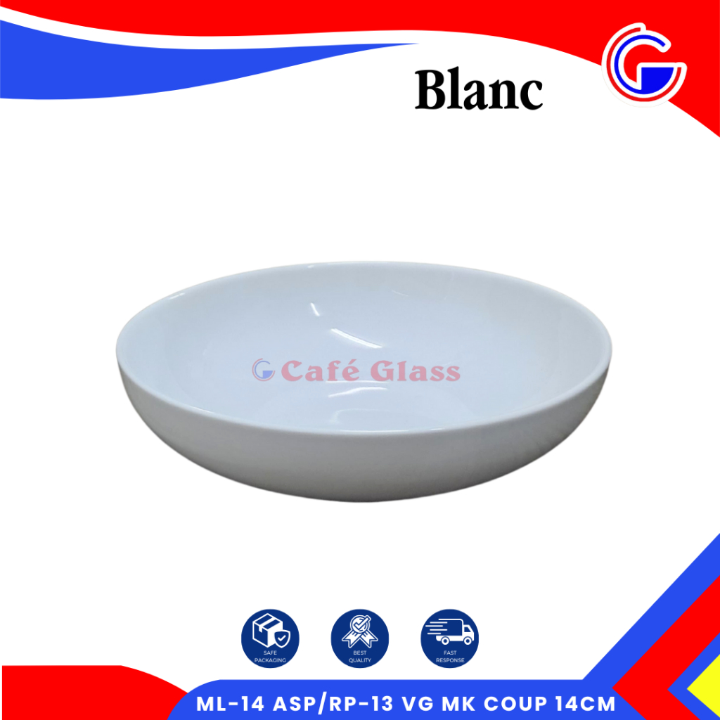 Mangkok Ceper Keramik - Mangkok Saji Dessert Aesthetic - Coup Bowl 14Cm Blanc ML-14 ASP
