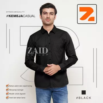 Brand ZAIDconcep Kemeja Pria Lengan Panjang Pria Kemeja Hems Casual Polos Kemeja Cotton Premium