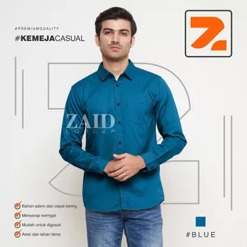 Brand ZAIDconcep Kemeja Pria Lengan Panjang Pria Kemeja Hems Casual Polos Kemeja Cotton Premium