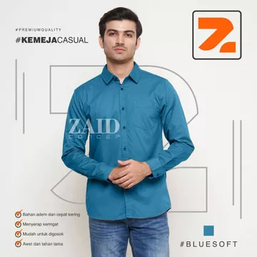 Brand ZAIDconcep Kemeja Pria Lengan Panjang Pria Kemeja Hems Casual Polos Kemeja Cotton Premium