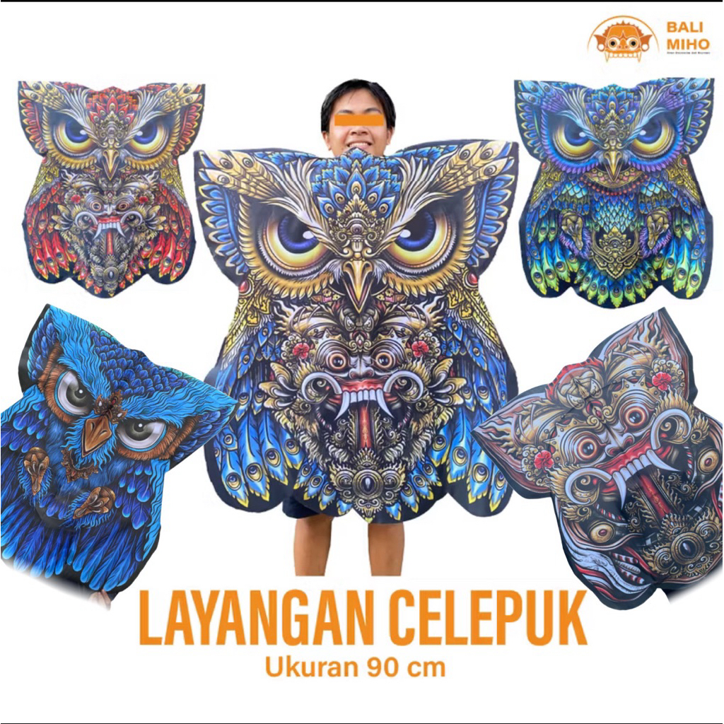Jual Layangan Celepuk Print Small - Layangan Owl Kain Layangan Bali ...