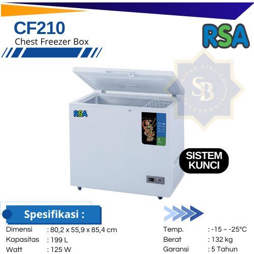 Jual RSA Chest Freezer CF-210 LEMARI PEMBEKU CF210 200 Liter | Shopee ...