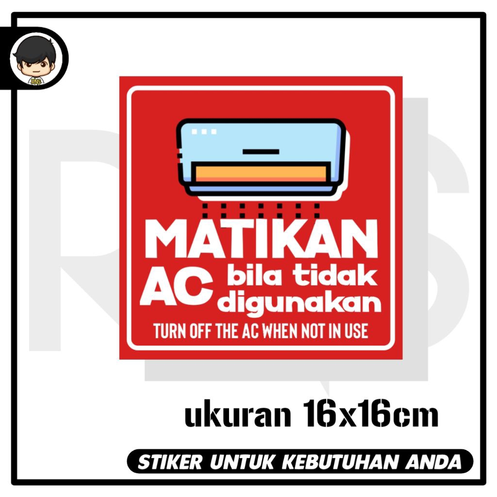 Jual Stiker matikan AC bila tidak digunakan sticker rambu | Shopee ...