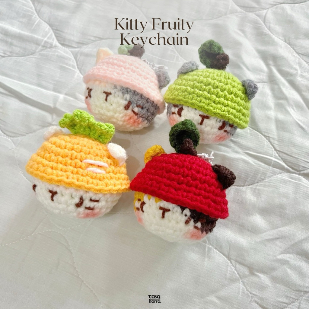 Jual (READY) kitty fruity keychain crochet | gantungan kunci rajutan ...