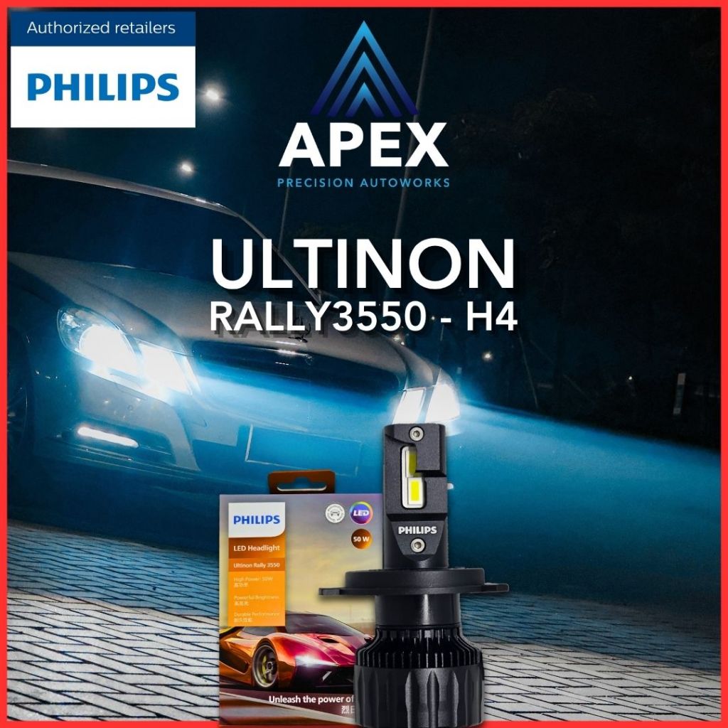 Jual LAMPU MOBIL PHILIPS ULTINON RALLY 3550 - H4 6500K 50W | Shopee ...
