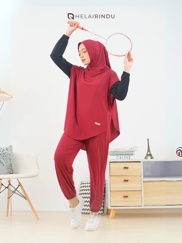 HELAIRINDU Setelan Hijab Olahraga Wanita Slide 1