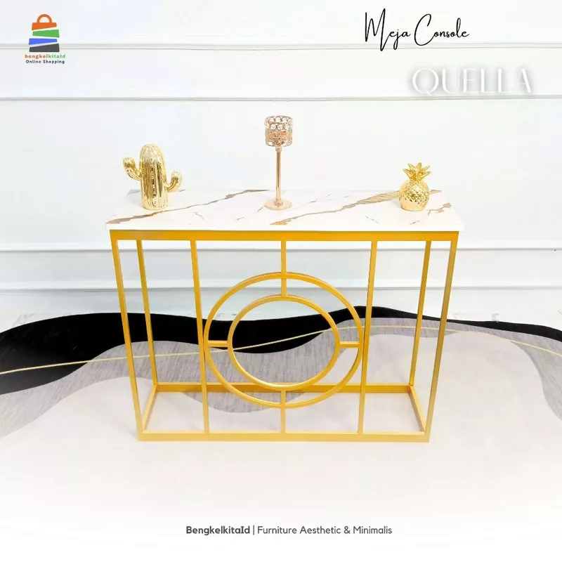 Meja Console Aesthetic Meja Hias Minimalis - MEJA QUELLA - Foyer Besi Holo Cat Duco Mewah