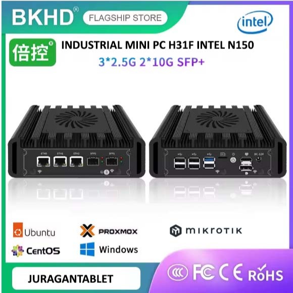 Industrial Mini PC BKHD H31F 3L2S Intel Core i3 N300 ES 3LAN 2.5G i226V 2 Port SFP+ 10G Intel 82599 Server X86 Windows Mikrotik PFSense Linux