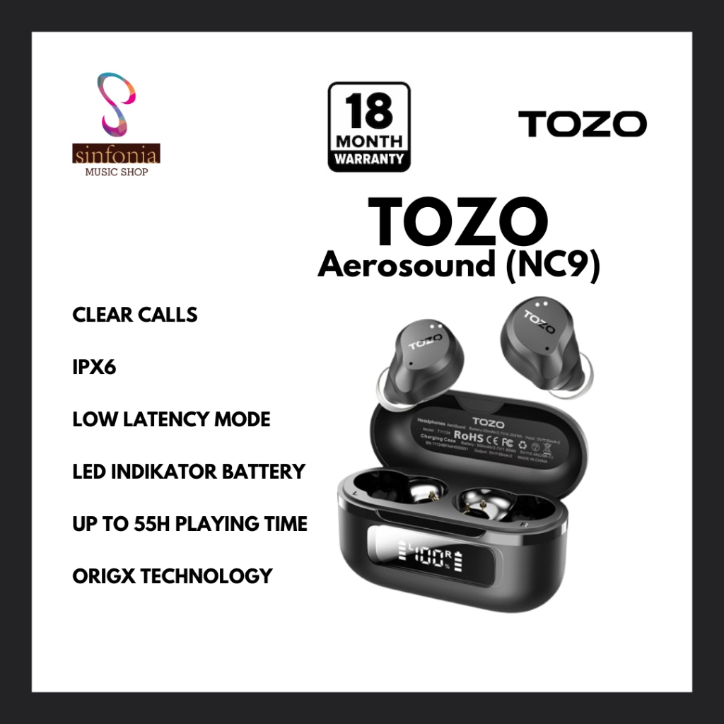 Jual NEW LAUNCHING Tozo Aerosound (NC9) Tws 6 Mics Hybrid ANC + 4 Mics ...