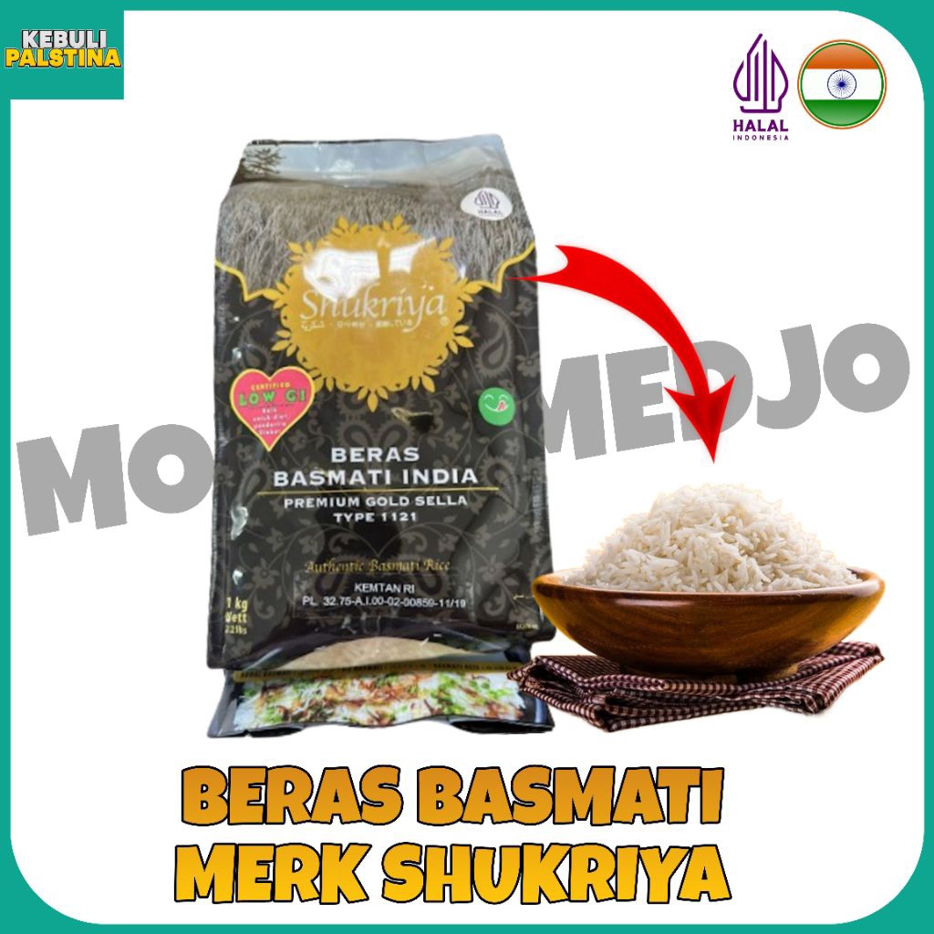 Jual BERAS BASMATI MERK SHUKRIYA 1 KG EXP 2026/8 | Shopee Indonesia