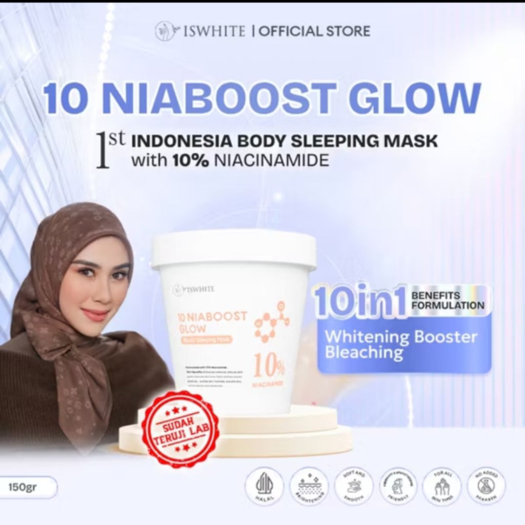 Jual ISWHITE 10 Niaboost Glow Sleeping Body Mask 150g Body Mask Iswhite ...