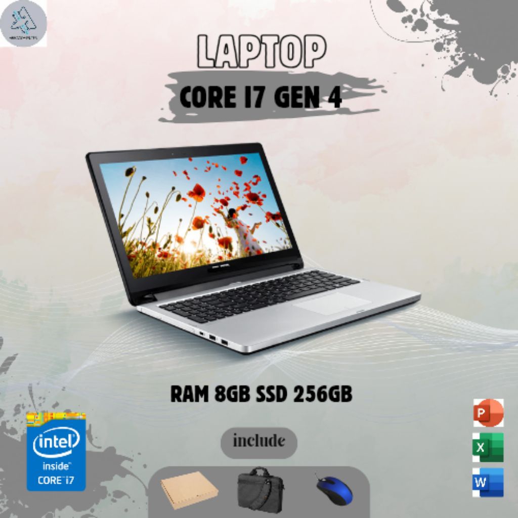 Laptop Core i7 Generasi 4th RAM 8GB SSD 256GB pilihan harga murah terjangkau