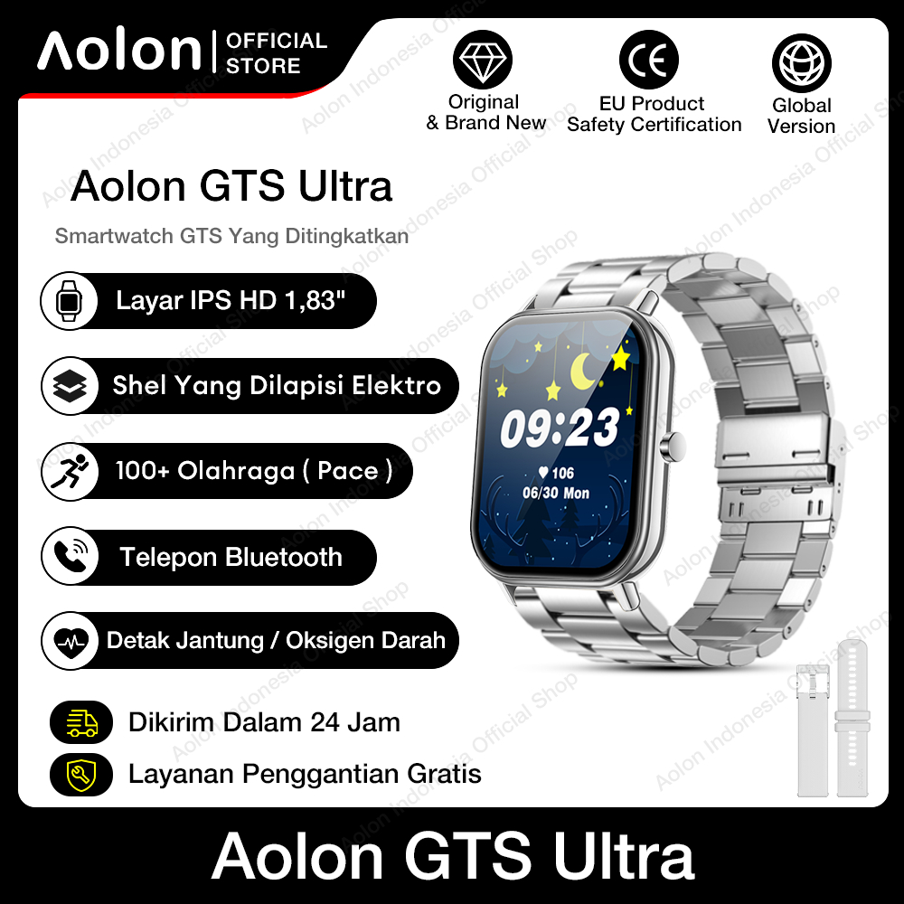 Aolon GTS Ultra Jam Tangan Smartwatch 41MM Panggilan Bluetooth Pelacakan  Olahraga Detak Jantung Oksigen Darah Tahan Air IP67
