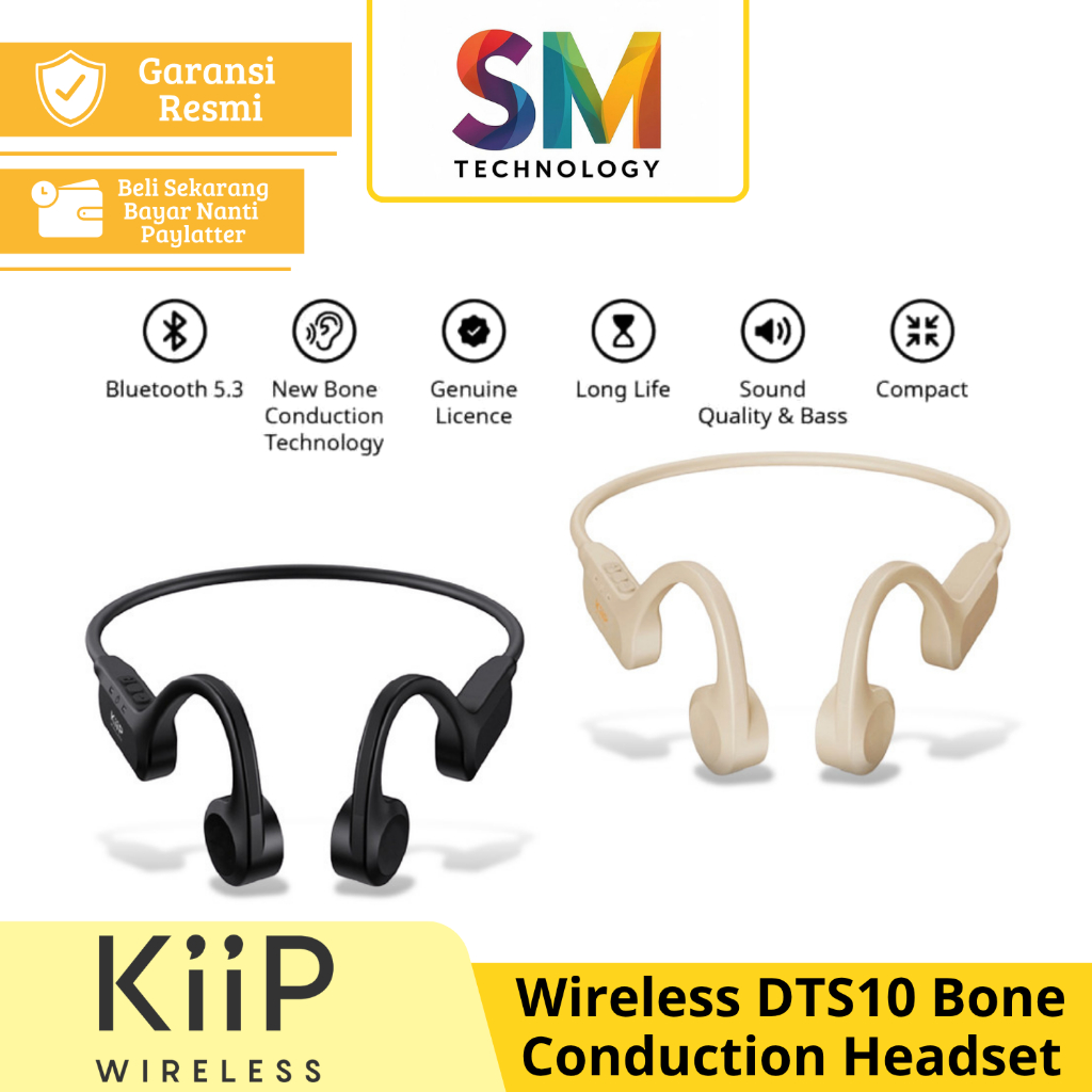 Jual KIIP WIRELESS DTS10 BLUETOOTH HEADPHONE BONE CONDUCTION HEADSET ...