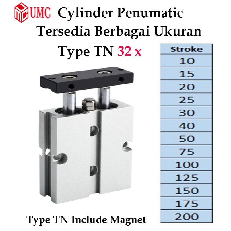 Produktbild von TN32 Druckluftzylinder – Hub 5-300 Mm Mit Magnet, ETTN Serie, Für Pneumatikanwendungen
