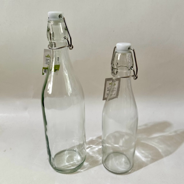 Jual Botol kaca koken bulat bening juice, sirup, madu, air minum tutup ...