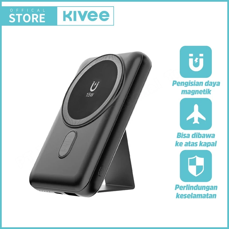 KIVEE Powerbank Magnetic Wireless+Wired 2-Mode Mini Fast Charging PD 20W Tipis Ringan Portabel Asli
