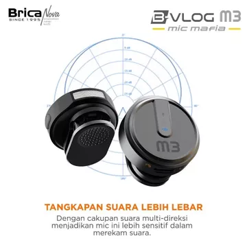 Brica B VLOG M3 Dual Magnetic Clip Wireless Microphone Clip On Mic Vlog With Charging Case BVLOG