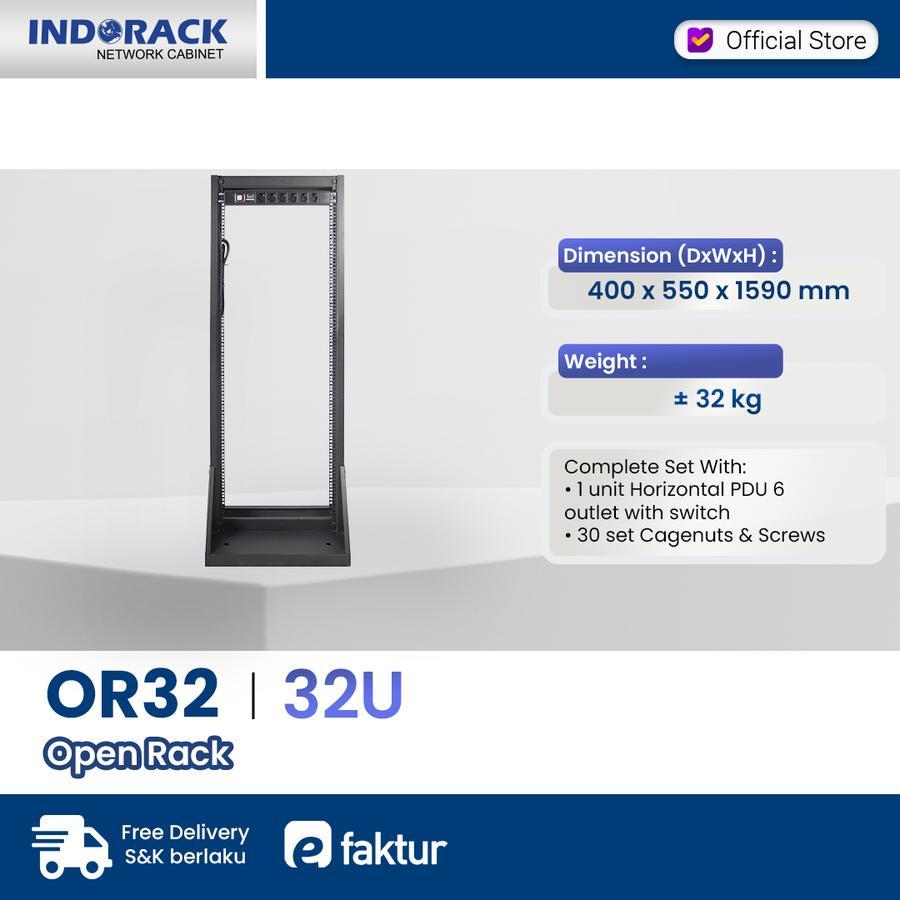 Jual Indorack OR32 Open Rack 32U Rak Server Modem Switch Rack Server 19 ...