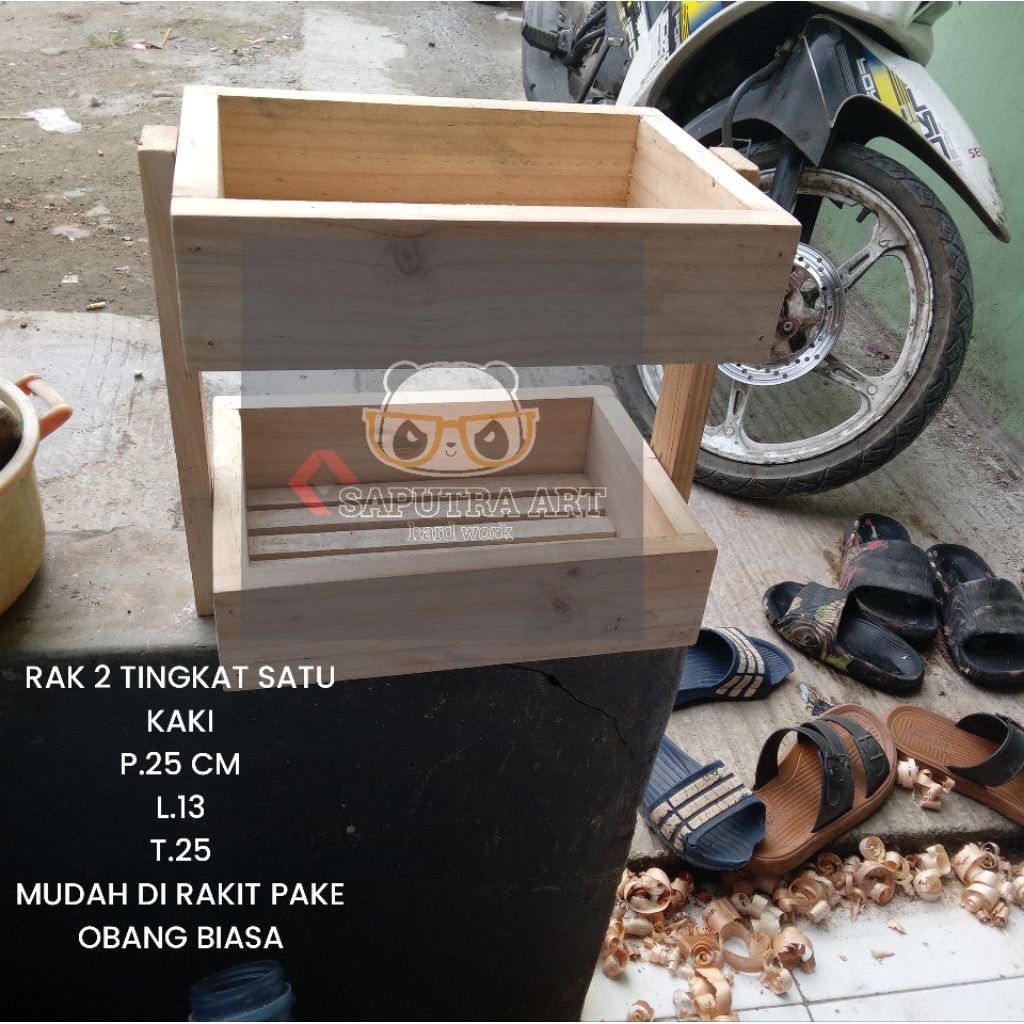 Jual Rak dapur kayu 2 susun natural | Rak bawang dan rempah rempah ...