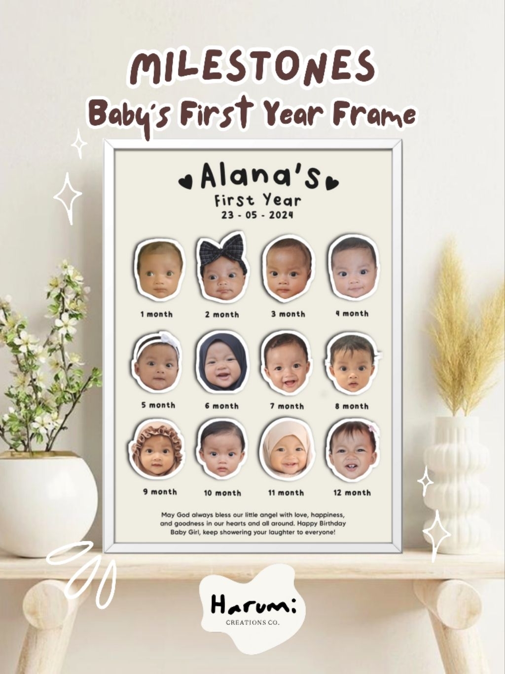 Jual Baby Milestones Frame | First Year Frame | Milestone Frame ...
