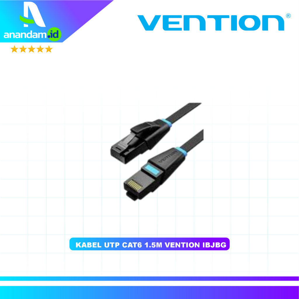 Jual Kabel Lan Cat6 Vention 1,5 Meter Cat 6 UTP Ethernet Black IBK ...