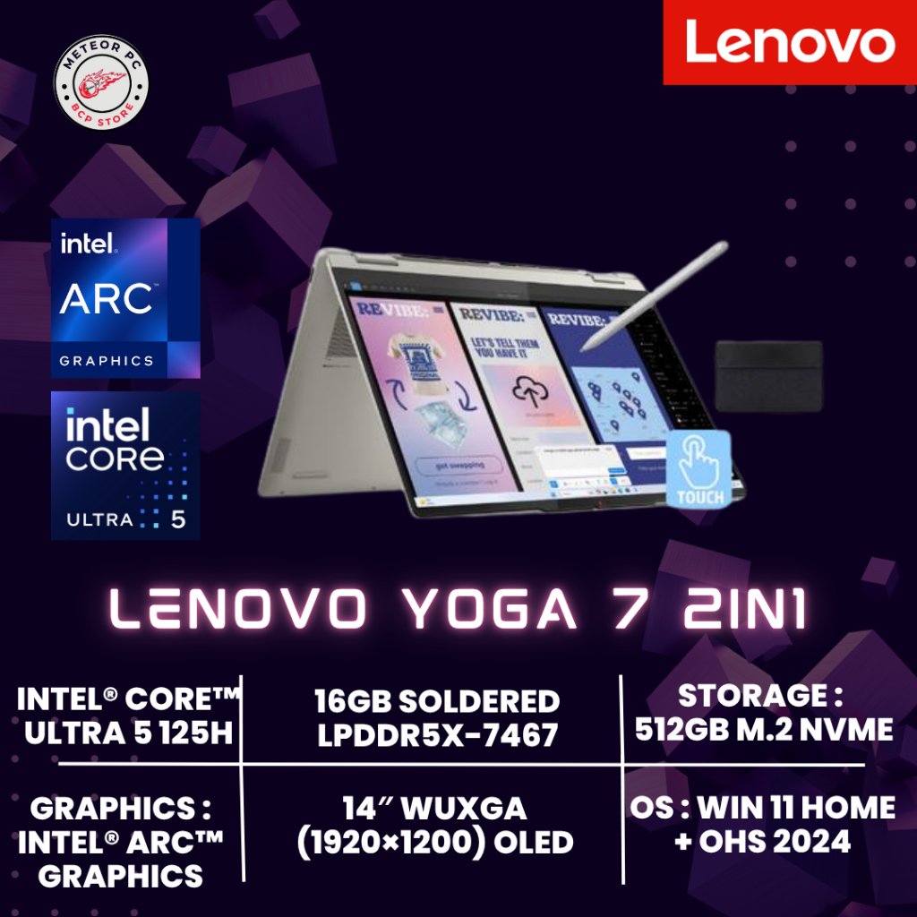 Jual Lenovo Yoga 7 2in1 3UID/Intel Core Ultra 5-226V/16GB/512GB SSD/14 ...