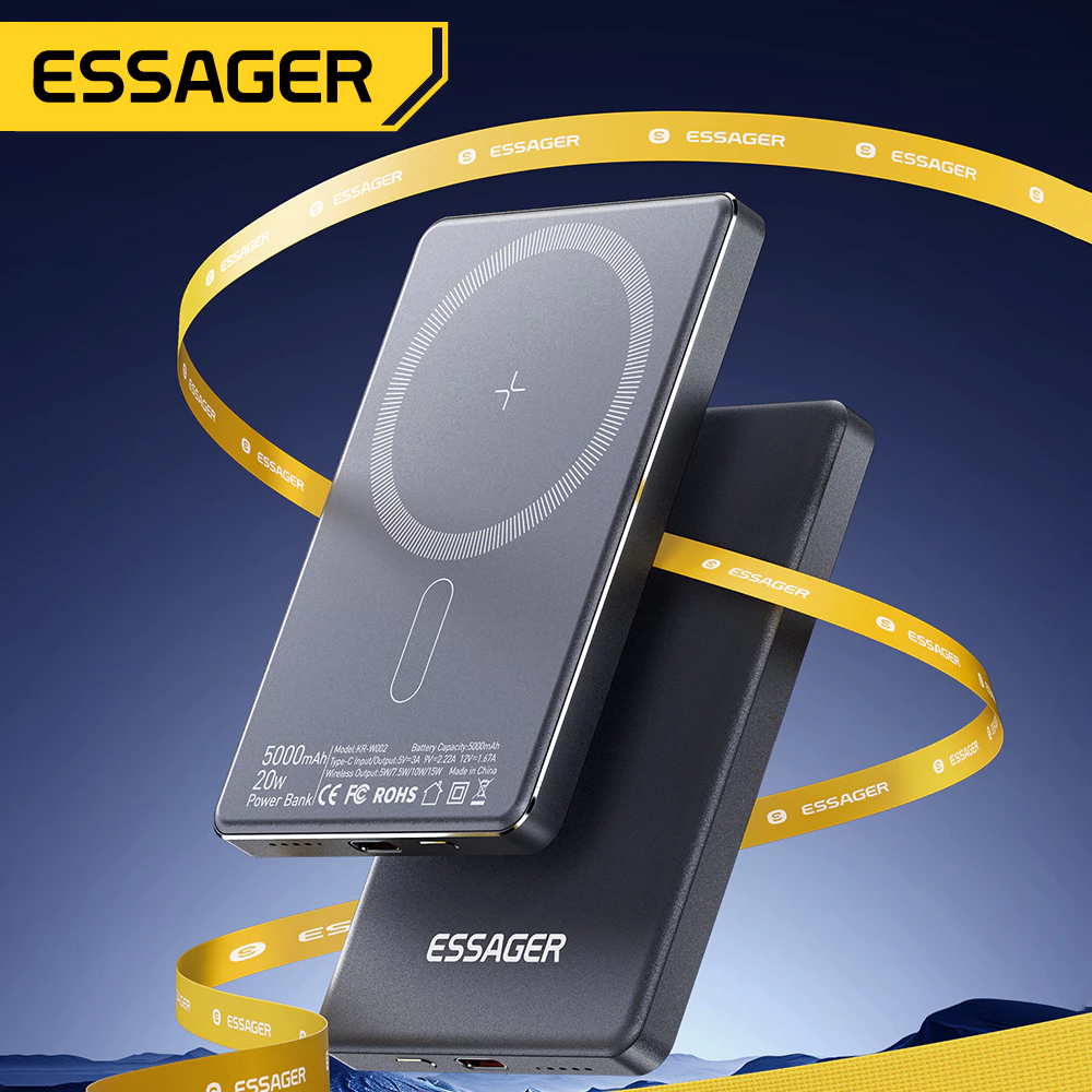 ESSAGER 5000mAh Magnetic Wireless Fast Charging PD 20W Power Bank Untuk Adaptor Ponsel