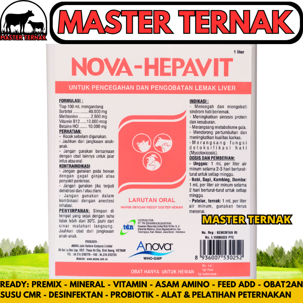 Jual NOVA HEPAVIT 1 LITER - Vitamin Ternak Hepatoprotector Perbaiki ...