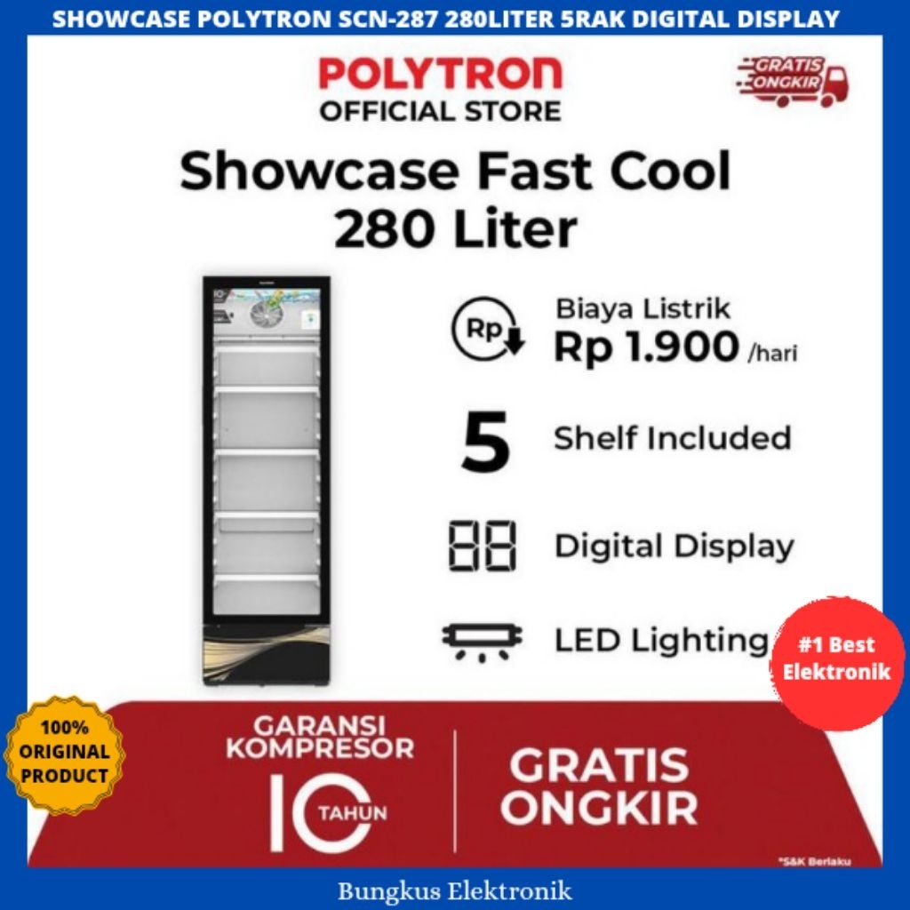 Jual SHOWCASE POLYTRON 5RAK SCN-287 280LITER SHOWCASE 5 RAK SCN 287 ...