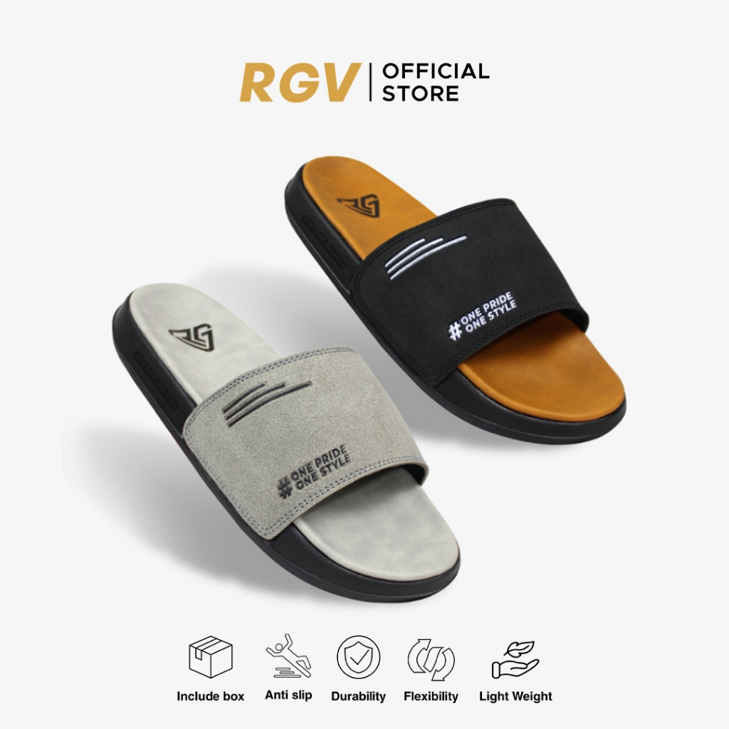 Jual RGV 39 - 43 Sandal Slide Pria Wanita Osaka Grey Black & Osaka Tan ...