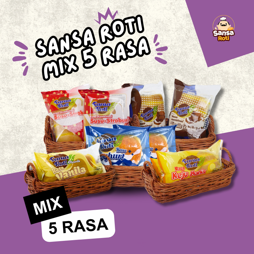 Jual Sansa Roti CAMPUR MIX Semua Rasa (5 Rasa) isi 15 Pcs + 3 | Snack ...