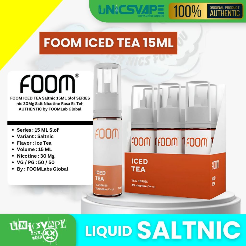 Jual LIQUID FOOM ICED TEA Saltnic 15ML Slof SERIES nic 30Mg Salt ...