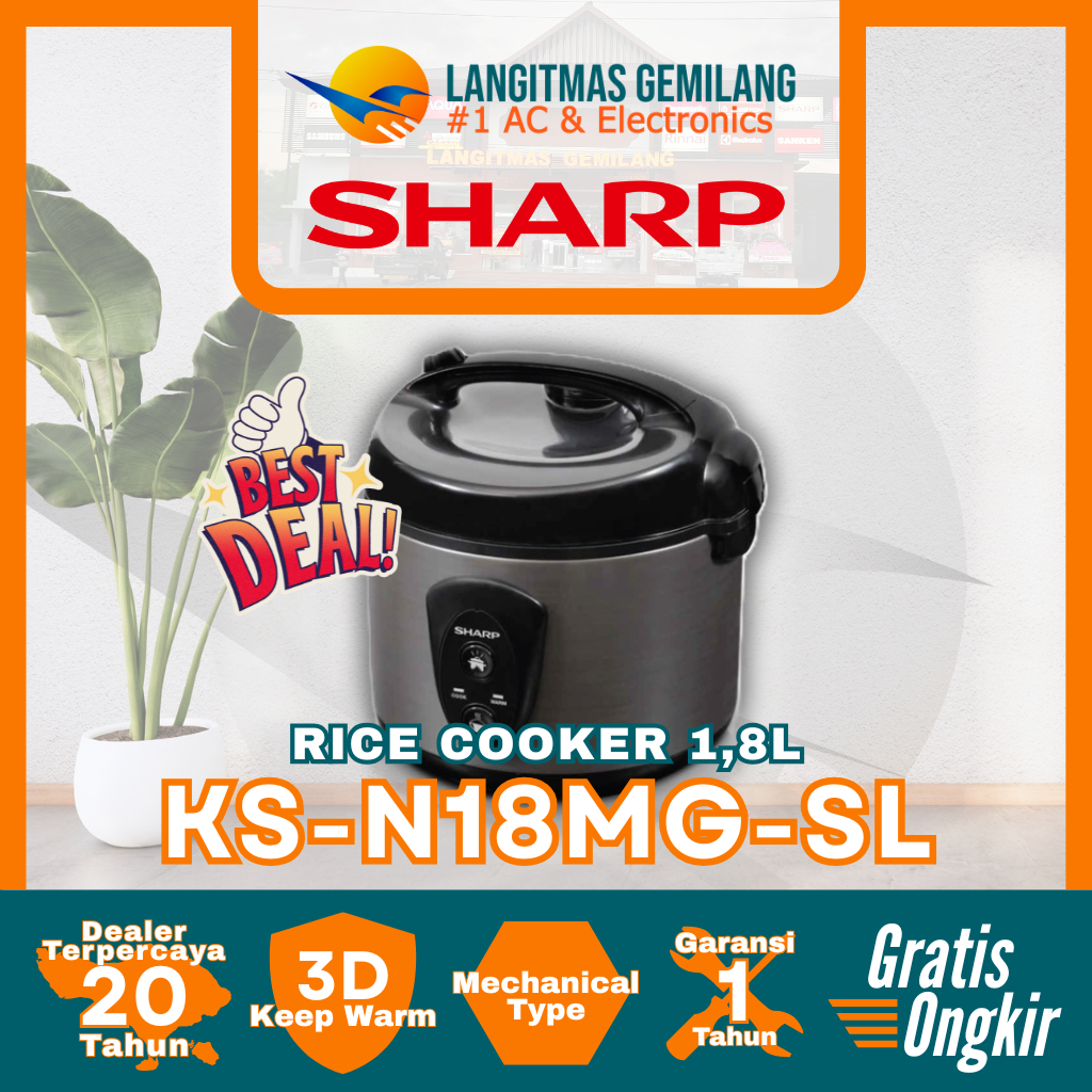 Jual SHARP RICE COOKER 1,8 Liter KS-N18MG-SL | Shopee Indonesia